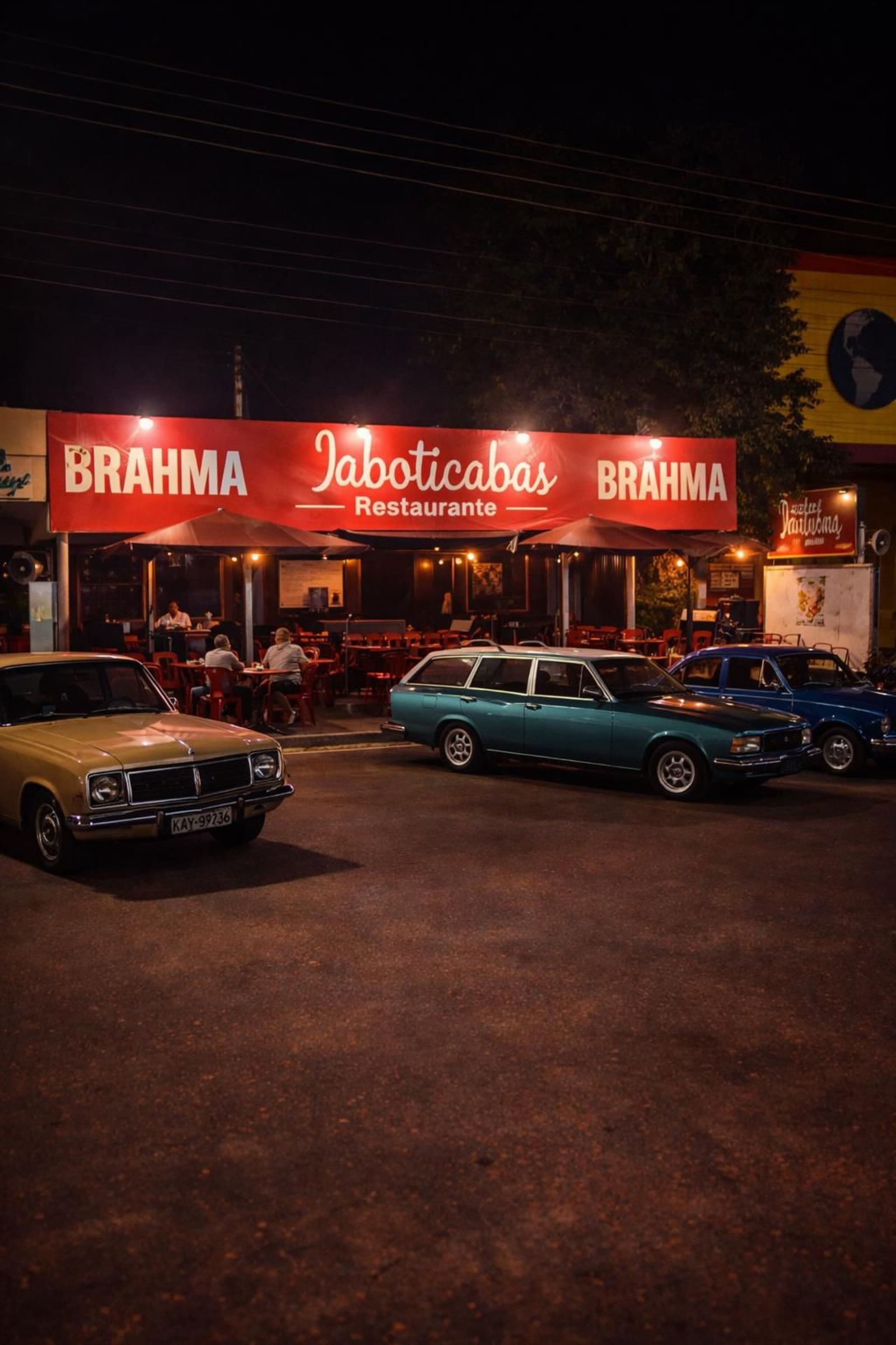 Fachada do Jaboticabas Restaurante à noite em Hidrolândia/GO